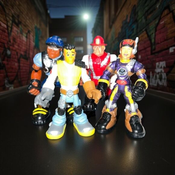 FP Rescue Heroes Jake Justice, Fireman, Ariel Flyer, Carlos Kitbash Figures B10 - Picture 1 of 4